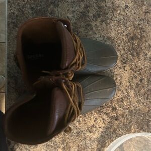 Sperry Brown and Gray Duck Boots